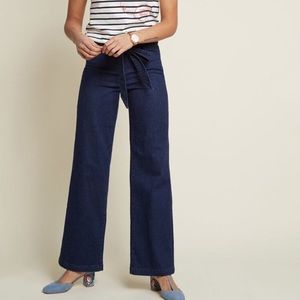 ModCloth Tie Wide Leg Enjoyment Awaits Jeans